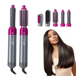 image-5-in-1 Hot Air Styling Brush Hair Dryer Curler Straightener Comb