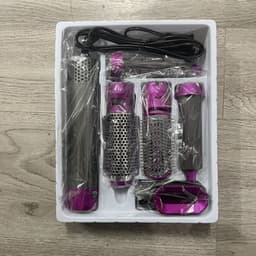 image-5-in-1 Hot Air Styling Brush Hair Dryer Curler Straightener Comb