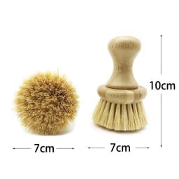 image-Wooden Kitchen Dish Brush - Short Handle Round Sisal Cleaning Brush