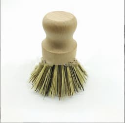 image-Wooden Kitchen Dish Brush - Short Handle Round Sisal Cleaning Brush