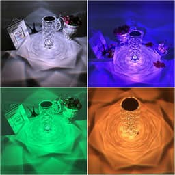 image-Crystal Rose Table Lamp RGB 16 Color Touch Remote Control LED Night Light