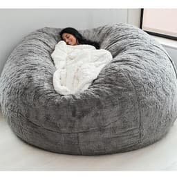 image-Faux Fur Bean Bag Sofa Chair 180x80cm with Foam Filling