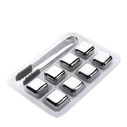 image-Stainless Steel Whiskey Ice Cubes 4-Piece Set with Tongs