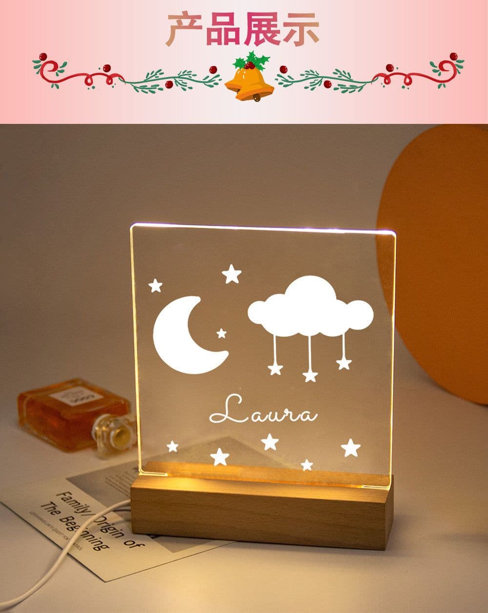 image-3D Night Light Christmas Gift Children's Cartoon Holiday Lamp