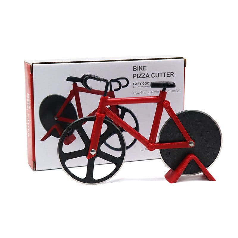 image-Stainless Steel Bicycle Pizza Cutter Wheel Kitchen Tool