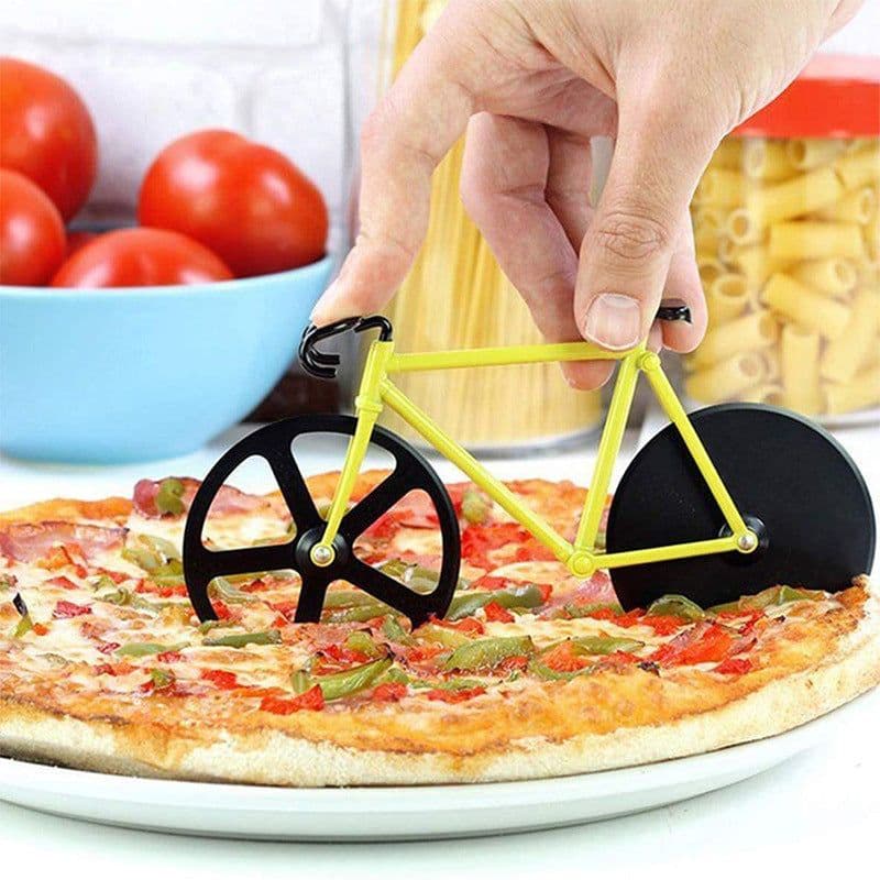 image-Stainless Steel Bicycle Pizza Cutter Wheel Kitchen Tool