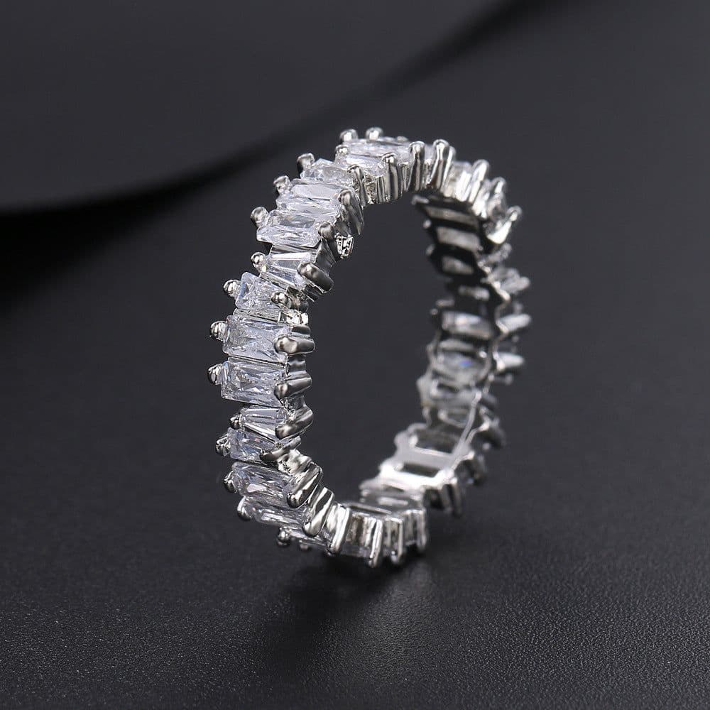 image-Irregular Zircon Ring Gold-Plated Three-Color Fashion Women's Ring