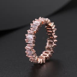 image-Irregular Zircon Ring Gold-Plated Three-Color Fashion Women's Ring