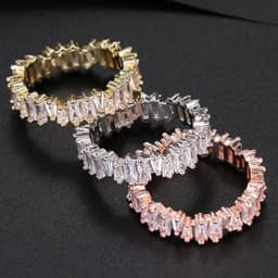 image-Irregular Zircon Ring Gold-Plated Three-Color Fashion Women's Ring