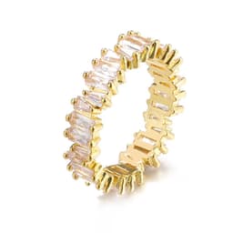 image-Irregular Zircon Ring Gold-Plated Three-Color Fashion Women's Ring