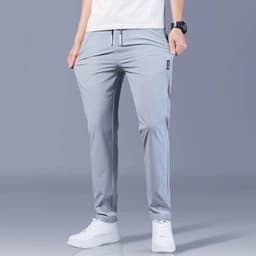 image-Men's Ice Silk Pants Summer Breathable Quick-Dry Casual Trousers