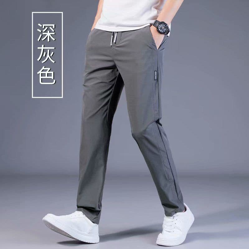image-Men's Ice Silk Pants Summer Breathable Quick-Dry Casual Trousers