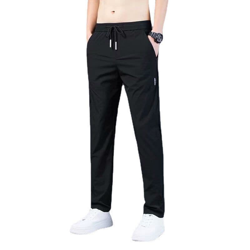 image-Men's Ice Silk Pants Summer Breathable Quick-Dry Casual Trousers
