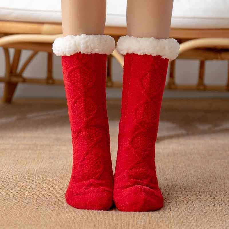 image-Lansha Women's Polyester Floor Socks Medium Tube Winter Home Socks