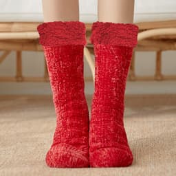 image-Lansha Women's Polyester Floor Socks Medium Tube Winter Home Socks
