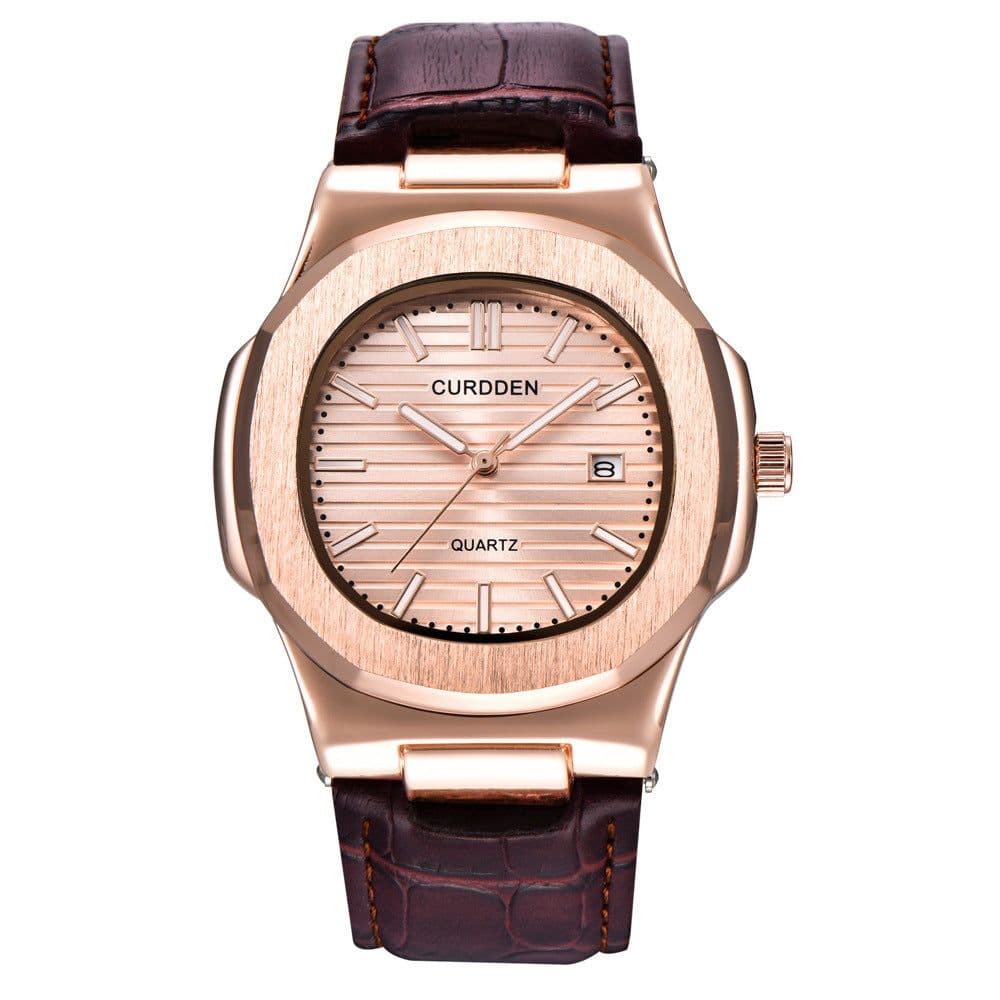 image-CURDDEN Men's Fashion Watch 45mm Round Dial Black Gold Quartz