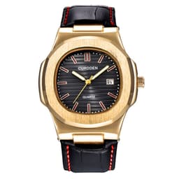 image-CURDDEN Men's Fashion Watch 45mm Round Dial Black Gold Quartz