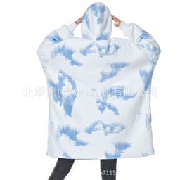 image-Flannel Hoodie Blanket Nightgown - Wearable Blanket with Pockets