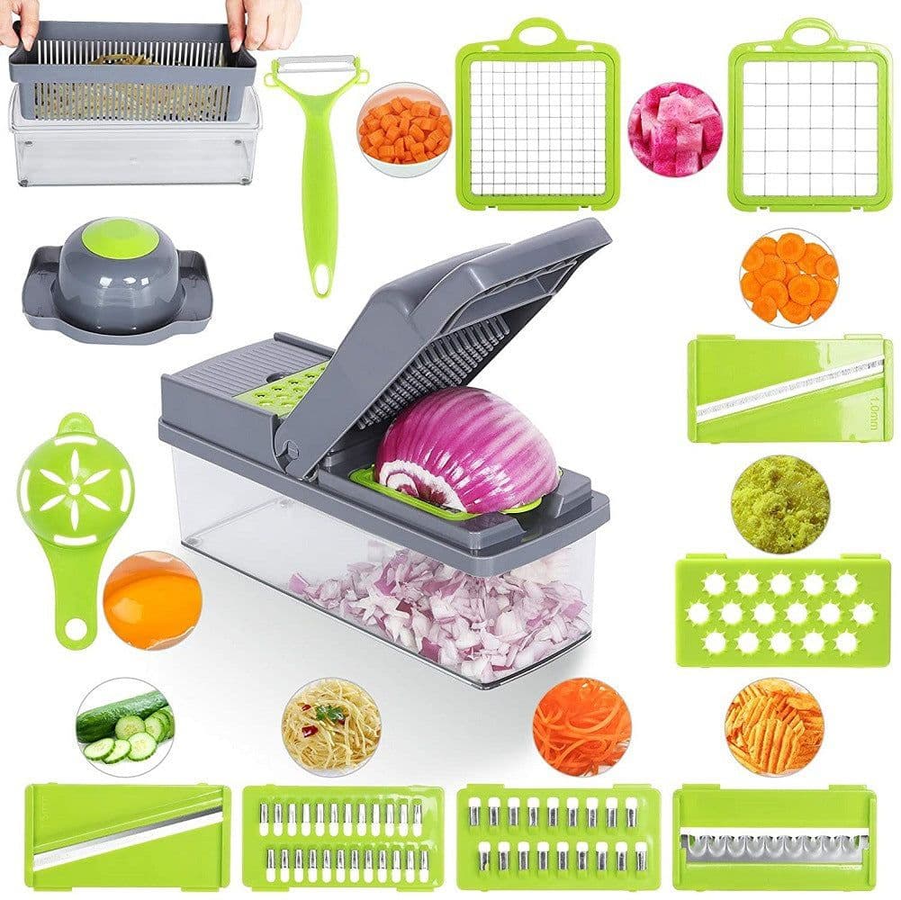 image-Multifunctional Vegetable Chopper Dicer Slicer Grater Cutter