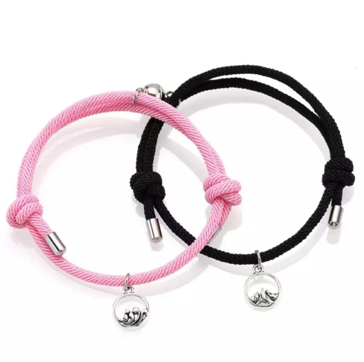 image-Cross-Border Alloy Sun and Moon Couple Bracelets with Magnetic Stone