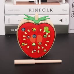image-Top Cow Wooden Magnetic Fruit Catching Game Toy Ages 1-4 Years