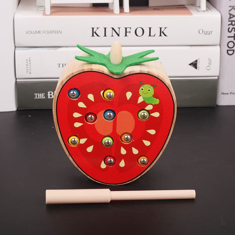 image-Top Cow Wooden Magnetic Fruit Catching Game Toy Ages 1-4 Years