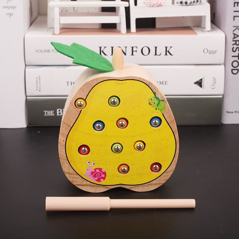 image-Top Cow Wooden Magnetic Fruit Catching Game Toy Ages 1-4 Years