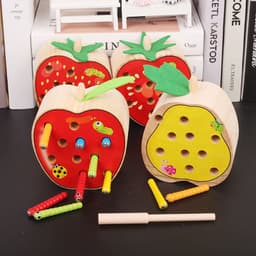 image-Top Cow Wooden Magnetic Fruit Catching Game Toy Ages 1-4 Years