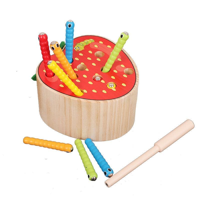 image-Top Cow Wooden Magnetic Fruit Catching Game Toy Ages 1-4 Years
