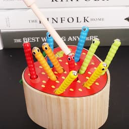 image-Top Cow Wooden Magnetic Fruit Catching Game Toy Ages 1-4 Years
