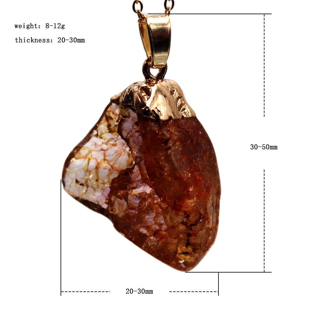 image-Natural Crystal Rough Stone Gold Plated Birthstone Pendant Necklace