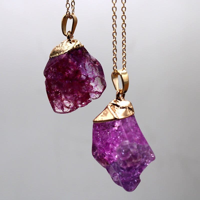image-Natural Crystal Rough Stone Gold Plated Birthstone Pendant Necklace