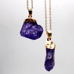 image-Natural Crystal Rough Stone Gold Plated Birthstone Pendant Necklace