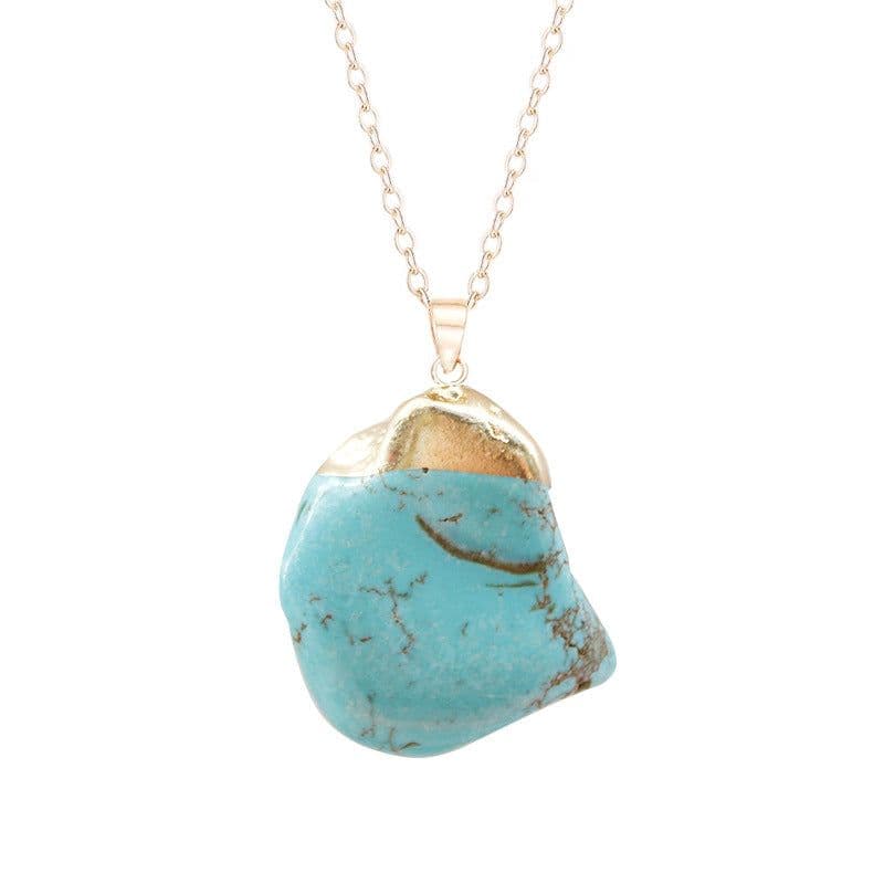 image-Natural Crystal Rough Stone Gold Plated Birthstone Pendant Necklace