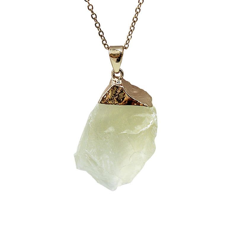 image-Natural Crystal Rough Stone Gold Plated Birthstone Pendant Necklace