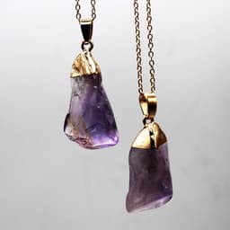 image-Natural Crystal Rough Stone Gold Plated Birthstone Pendant Necklace