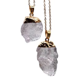image-Natural Crystal Rough Stone Gold Plated Birthstone Pendant Necklace