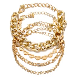 image-Korean Multi-Layer Tassel Hollow Heart Metal Bracelet 4-Piece Set