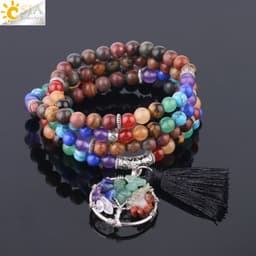 image-CSJA 108 Bead 6mm Lapis Lazuli Mala Bracelet Natural Stone Chakra Jewelry