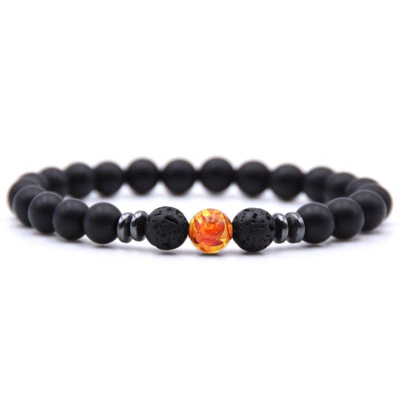 image-Natural Stone Beaded Bracelet Women Geometric Ethnic Style Amber