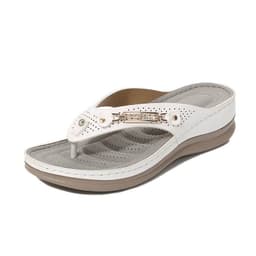 image-Women's Wedge Sandals with Metal Buckle Summer Casual Beach Shoes