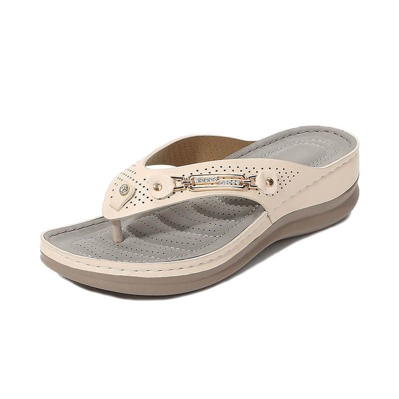 image-Women's Wedge Sandals with Metal Buckle Summer Casual Beach Shoes