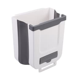 image-Wall Mounted Folding Kitchen Trash Can with Push Open Lid White