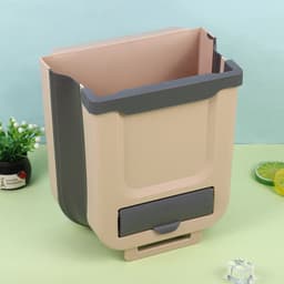 image-Wall Mounted Folding Kitchen Trash Can with Push Open Lid White