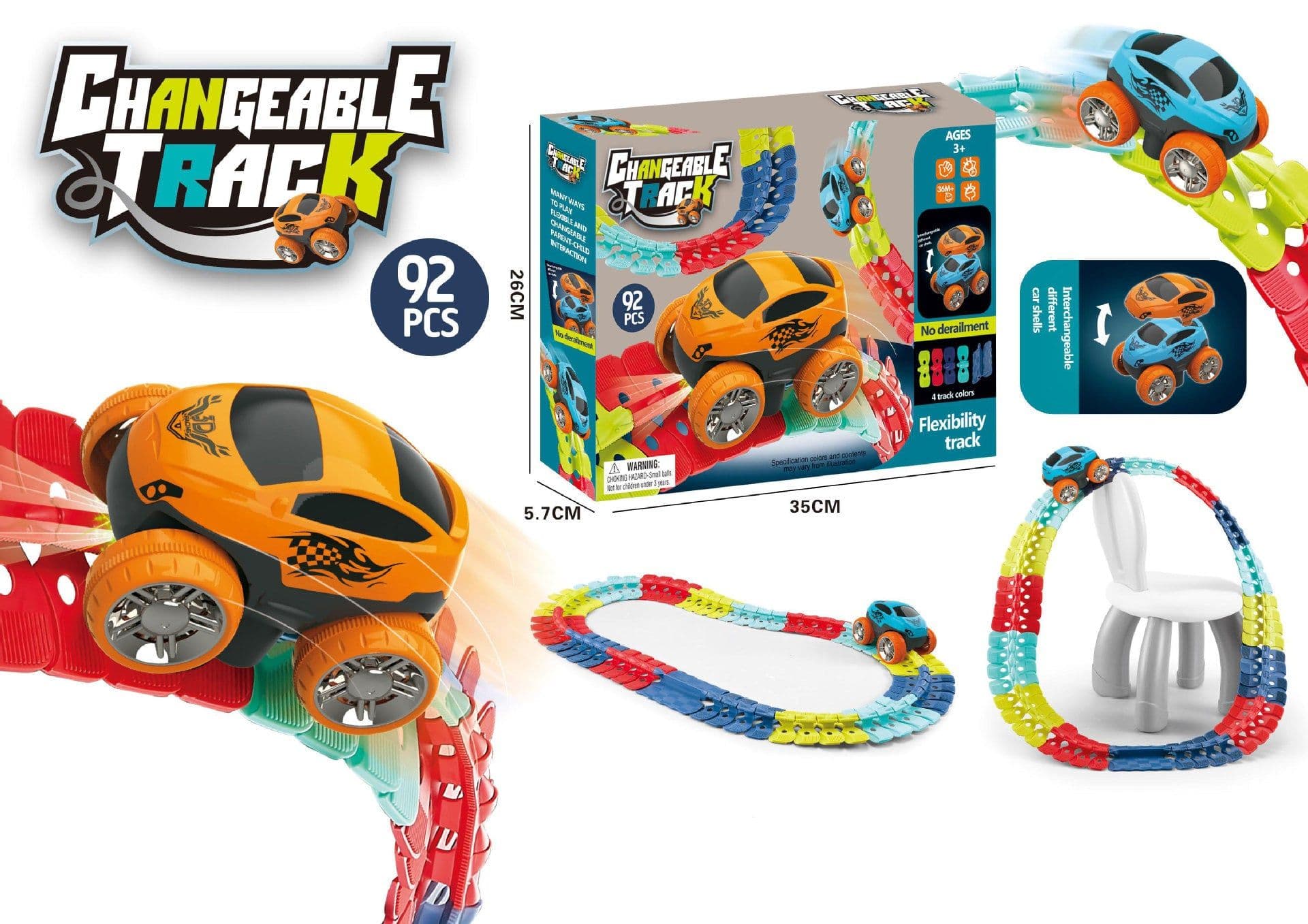 image-Magic Tracks Flexible Rail Car Electric Roller Coaster Educational Toy