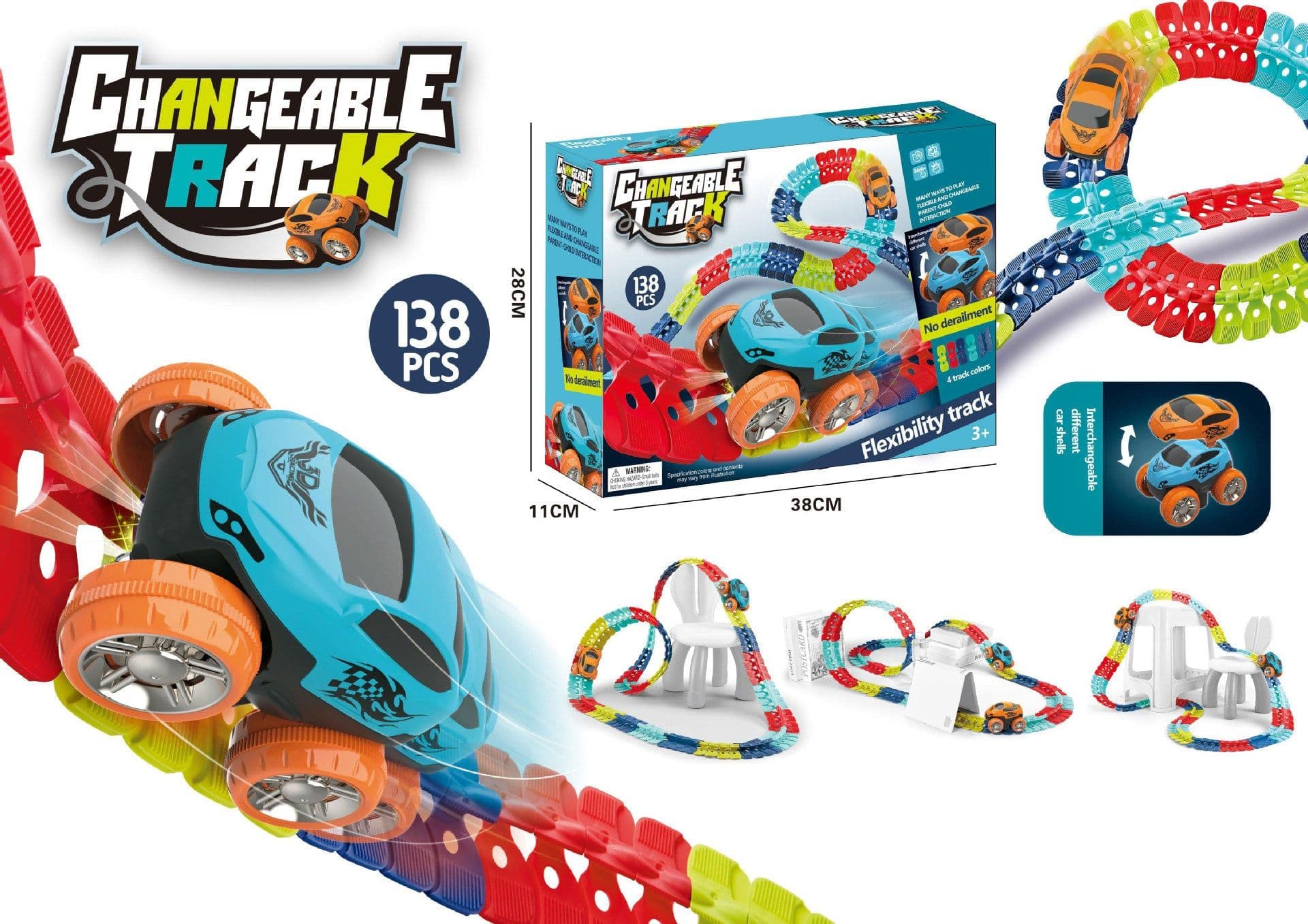 image-Magic Tracks Flexible Rail Car Electric Roller Coaster Educational Toy