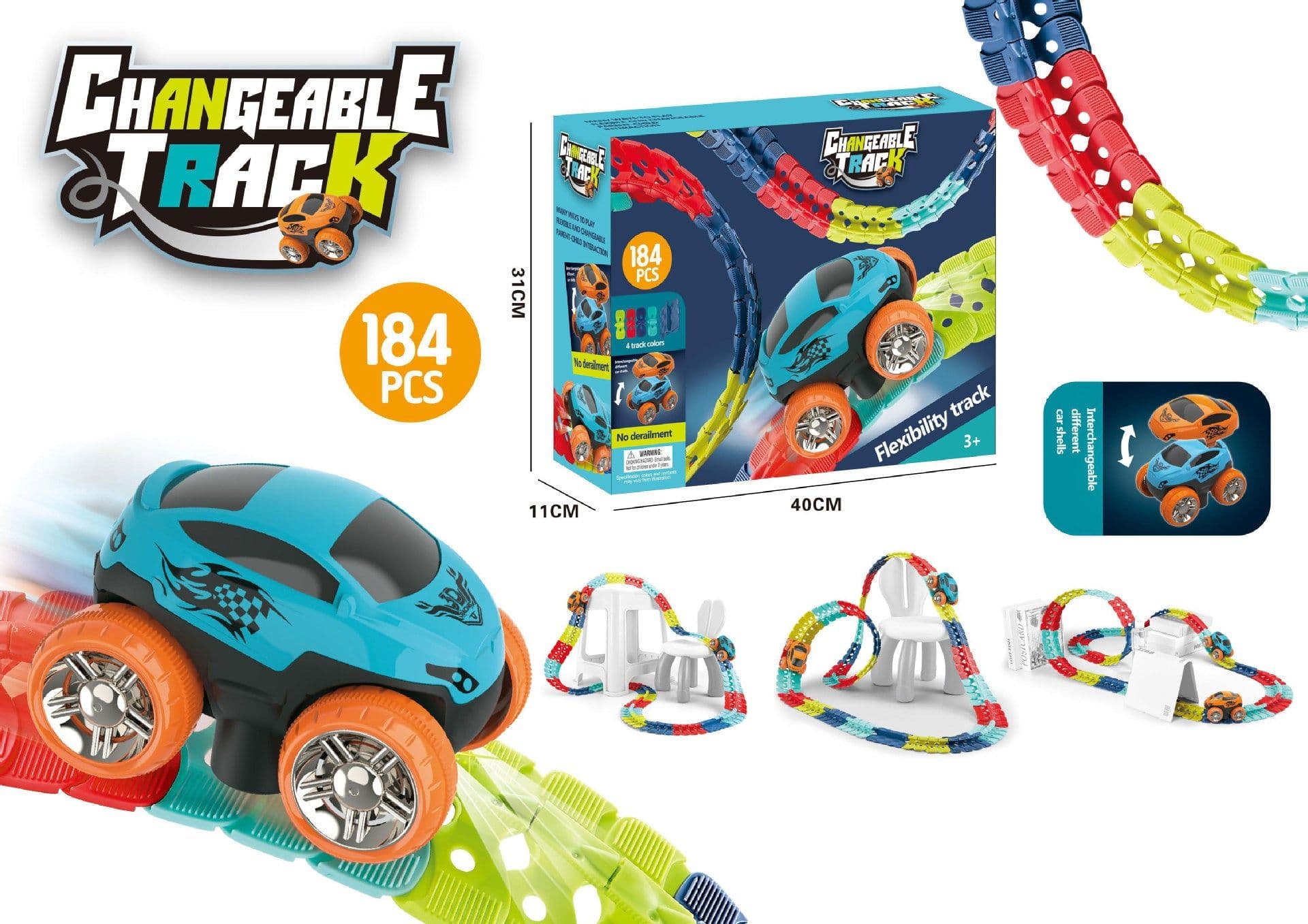 image-Magic Tracks Flexible Rail Car Electric Roller Coaster Educational Toy