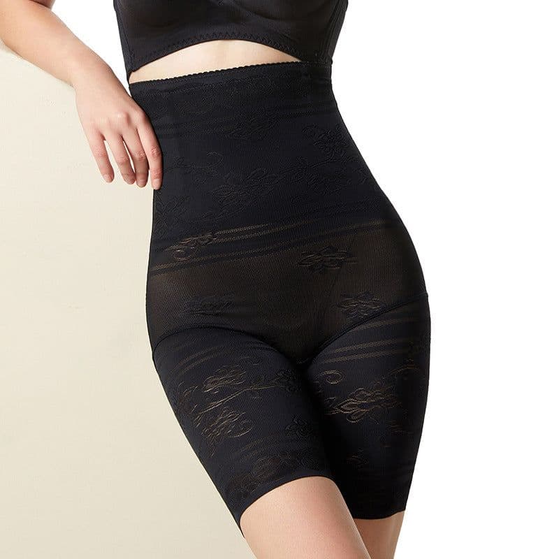 image-Nylon High-Waisted Tummy Control Shaper Shorts for Women