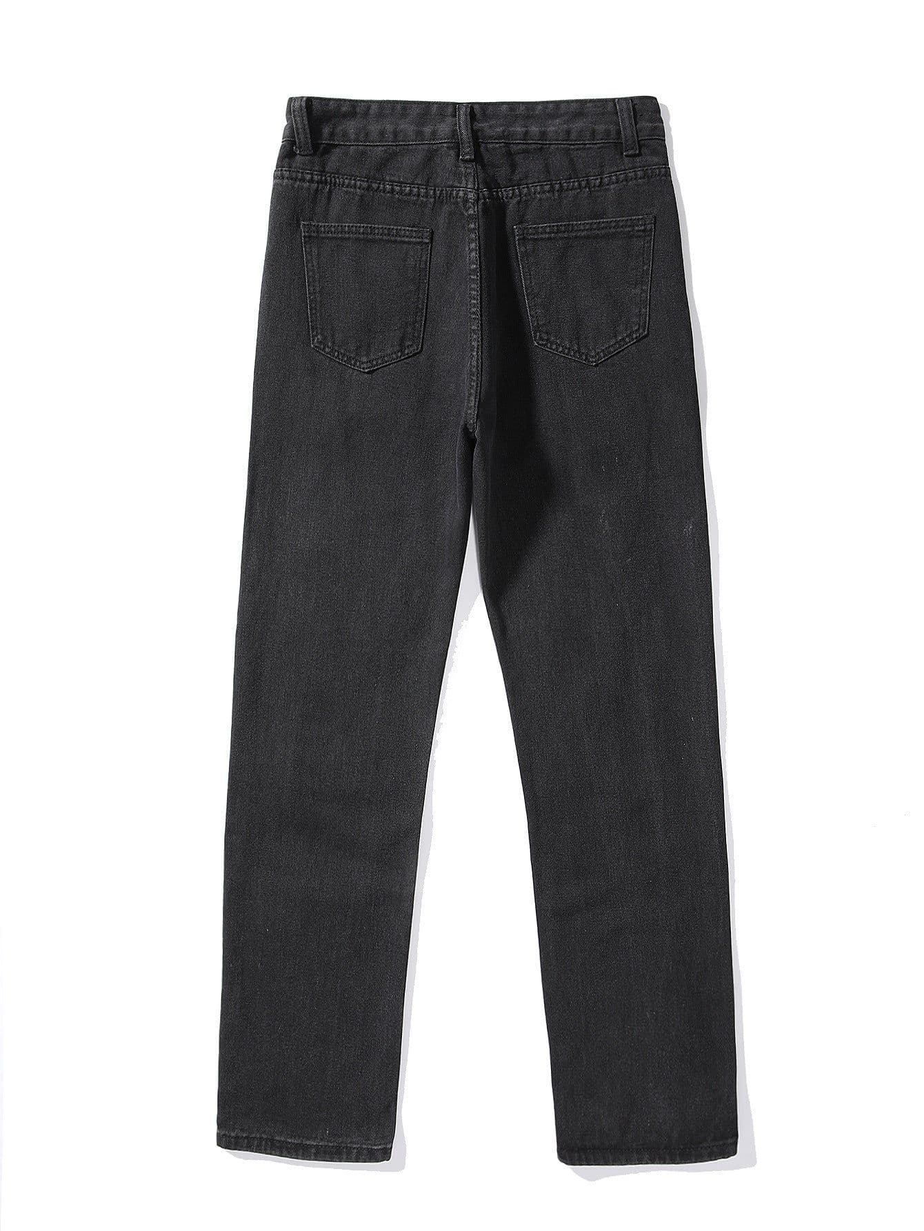 image-Ladies Ripped Straight Loose Jeans