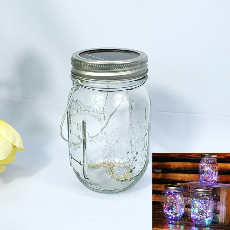 image-Solar LED Glass Mason Jar Garden Light Waterproof Outdoor Decor